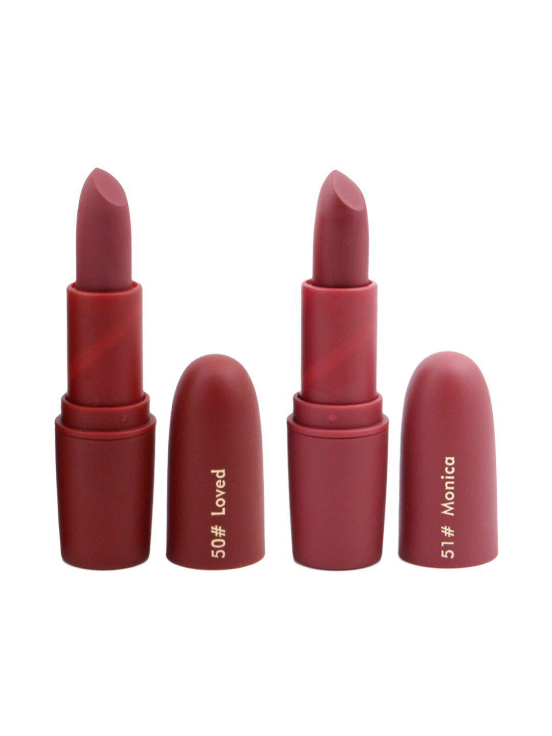 miss rose set of 2 matte creamy lipsticks - loved 50 & monica 51