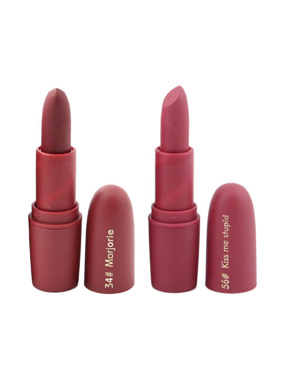 miss rose set of 2 matte creamy lipsticks - marjorie 34 & kiss me stupid 56