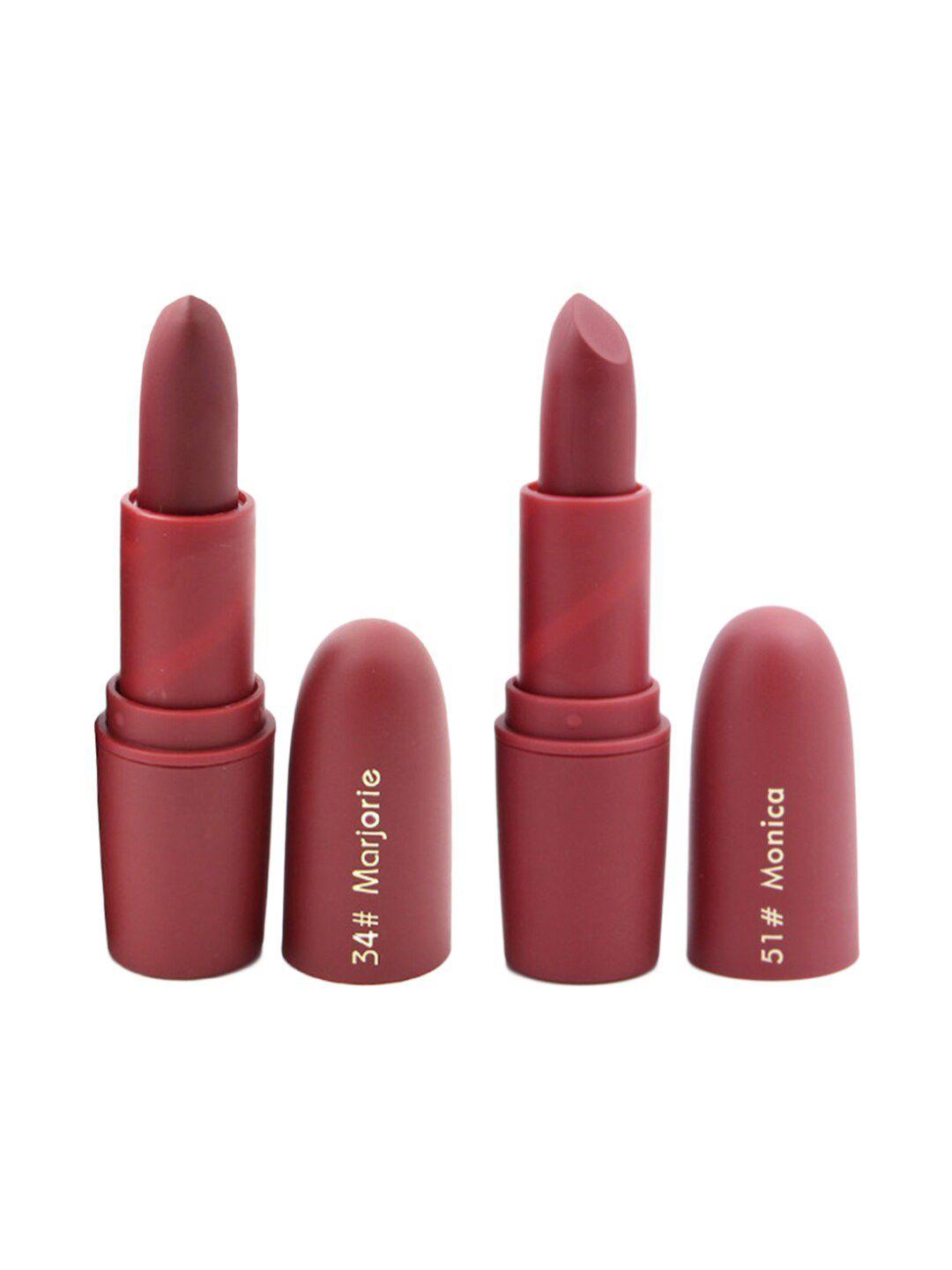 miss rose set of 2 matte creamy lipsticks - marjorie 34 & monica 51