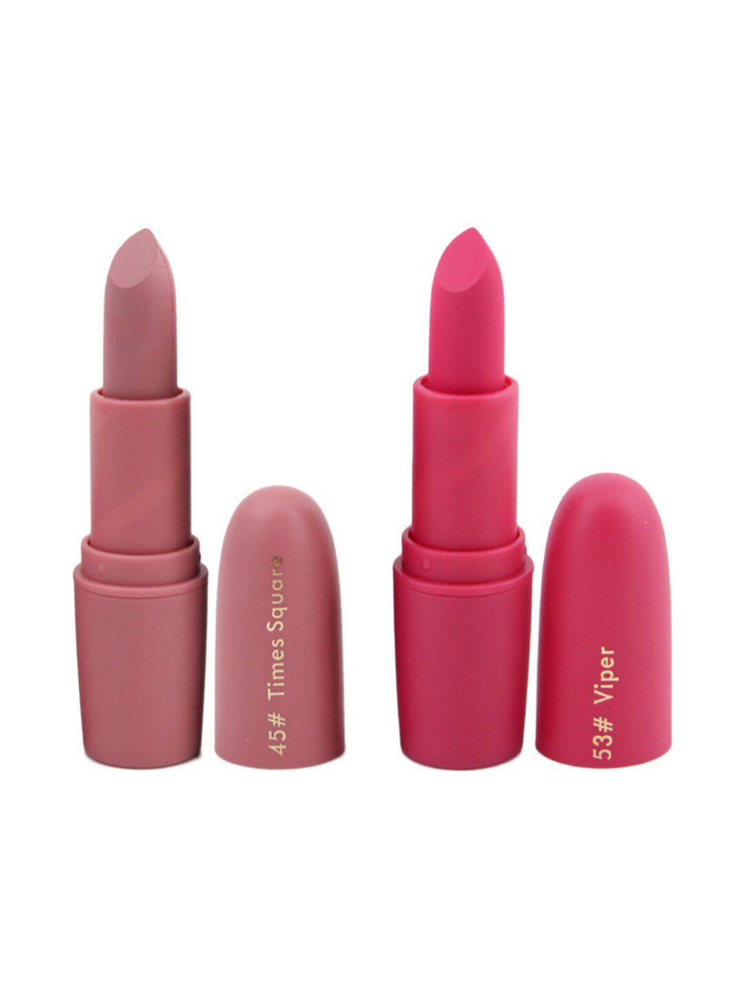 miss rose set of 2 matte creamy lipsticks - viper 53 & times square 45