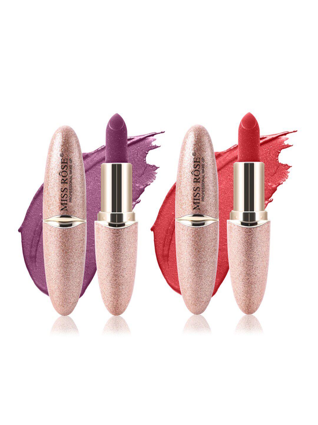 miss rose set of 2 matte smooth velvet lipstick - 02 & 48