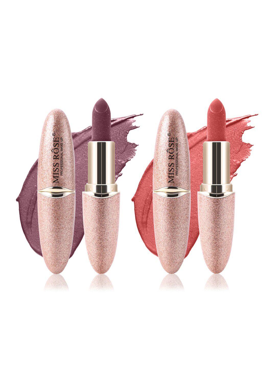 miss rose set of 2 matte smooth velvet lipstick maroon - 03 & 04