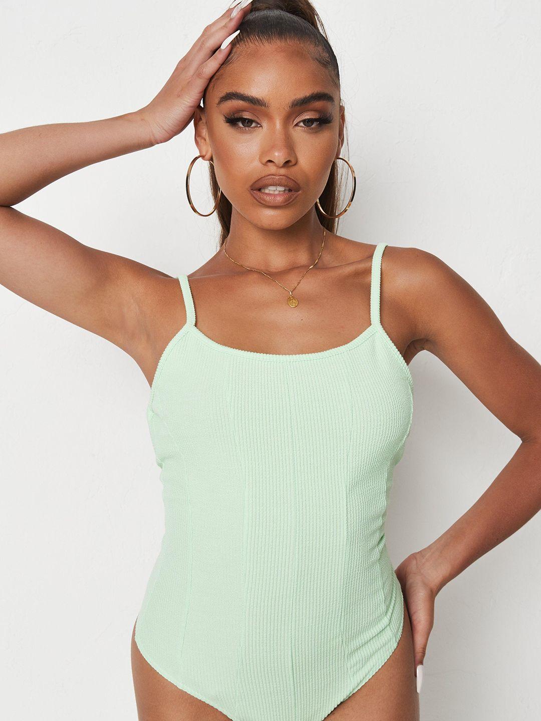 missguided women green ribbed bodysuit