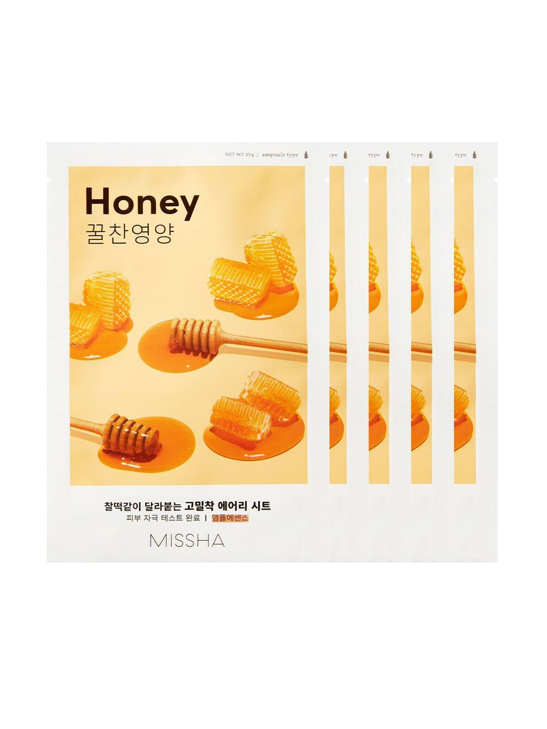 missha set of 5 honey pure source sheet masks