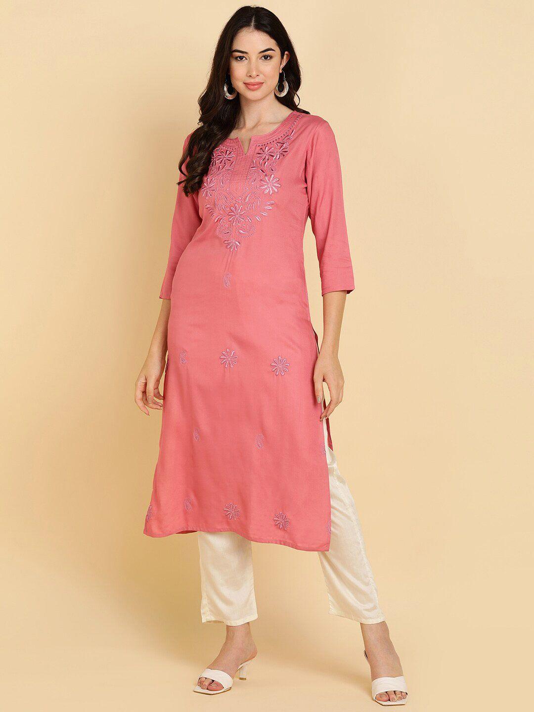 misskurti floral embroidered straight kurta