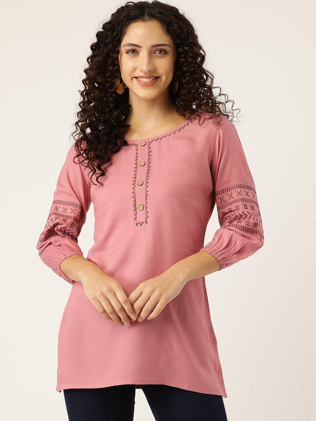 misskurti pink thread work kurti