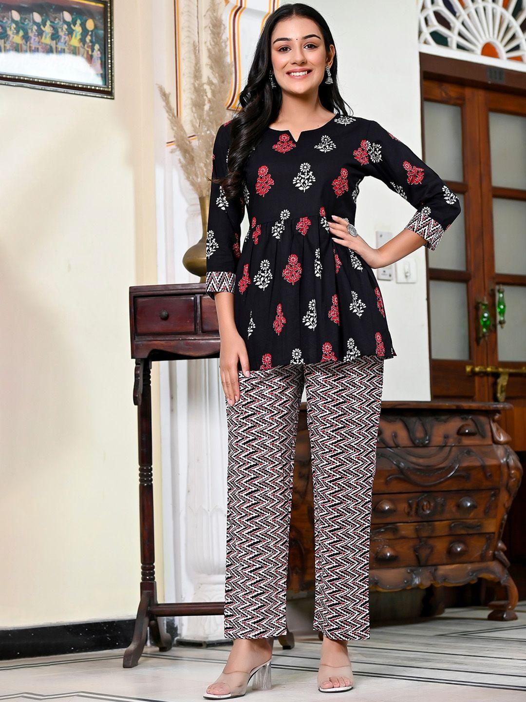 misskurti printed pure cotton top & trouser co-ords