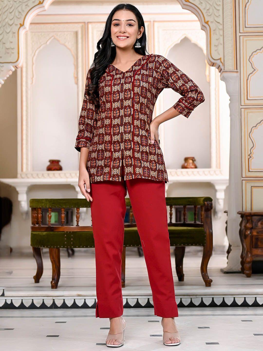 misskurti printed pure cotton top with trousers & co-ords