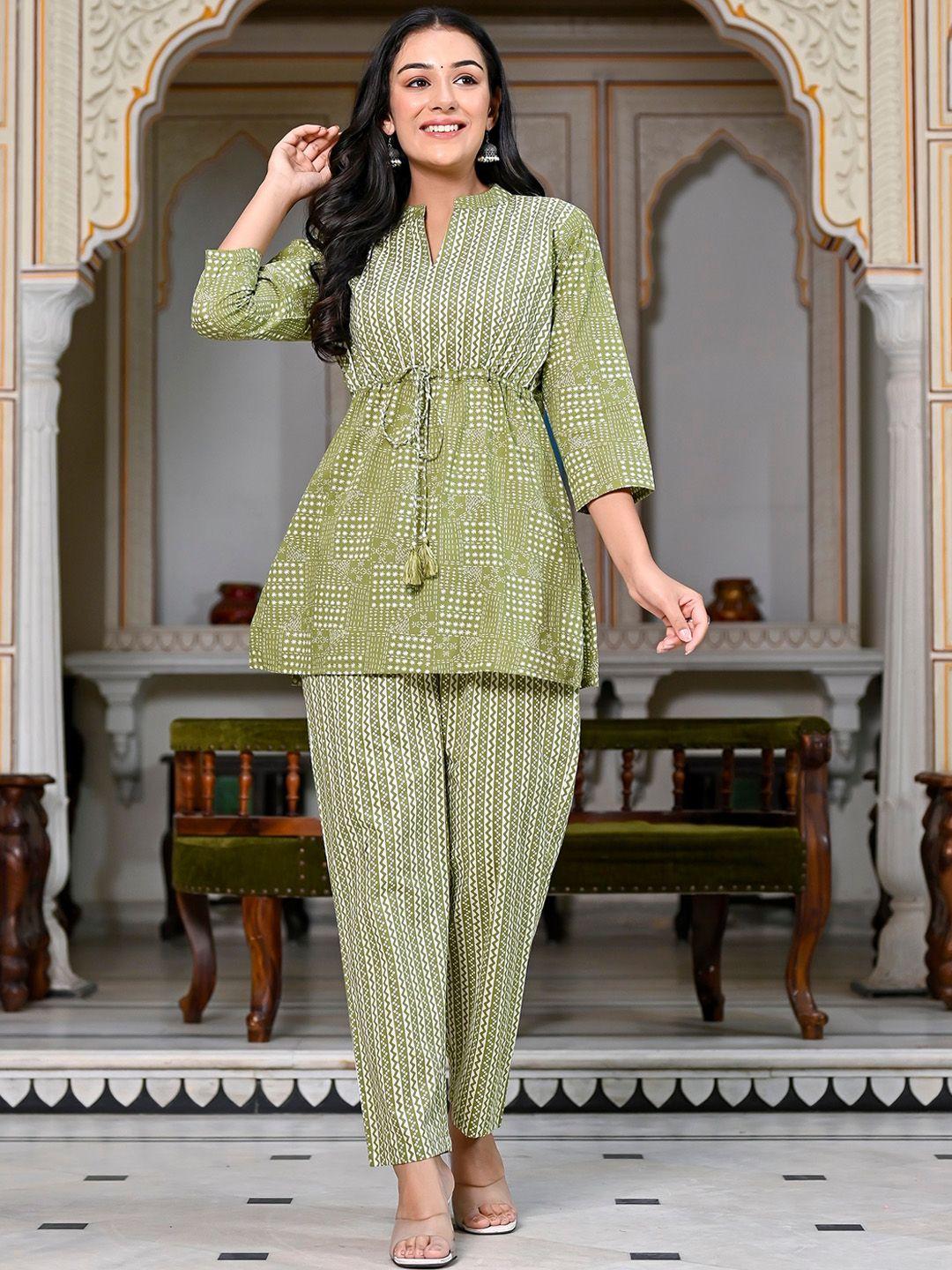 misskurti printed pure cotton tunic with trousers co-ords