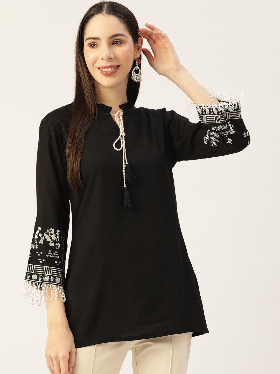 misskurti women black solid tunic