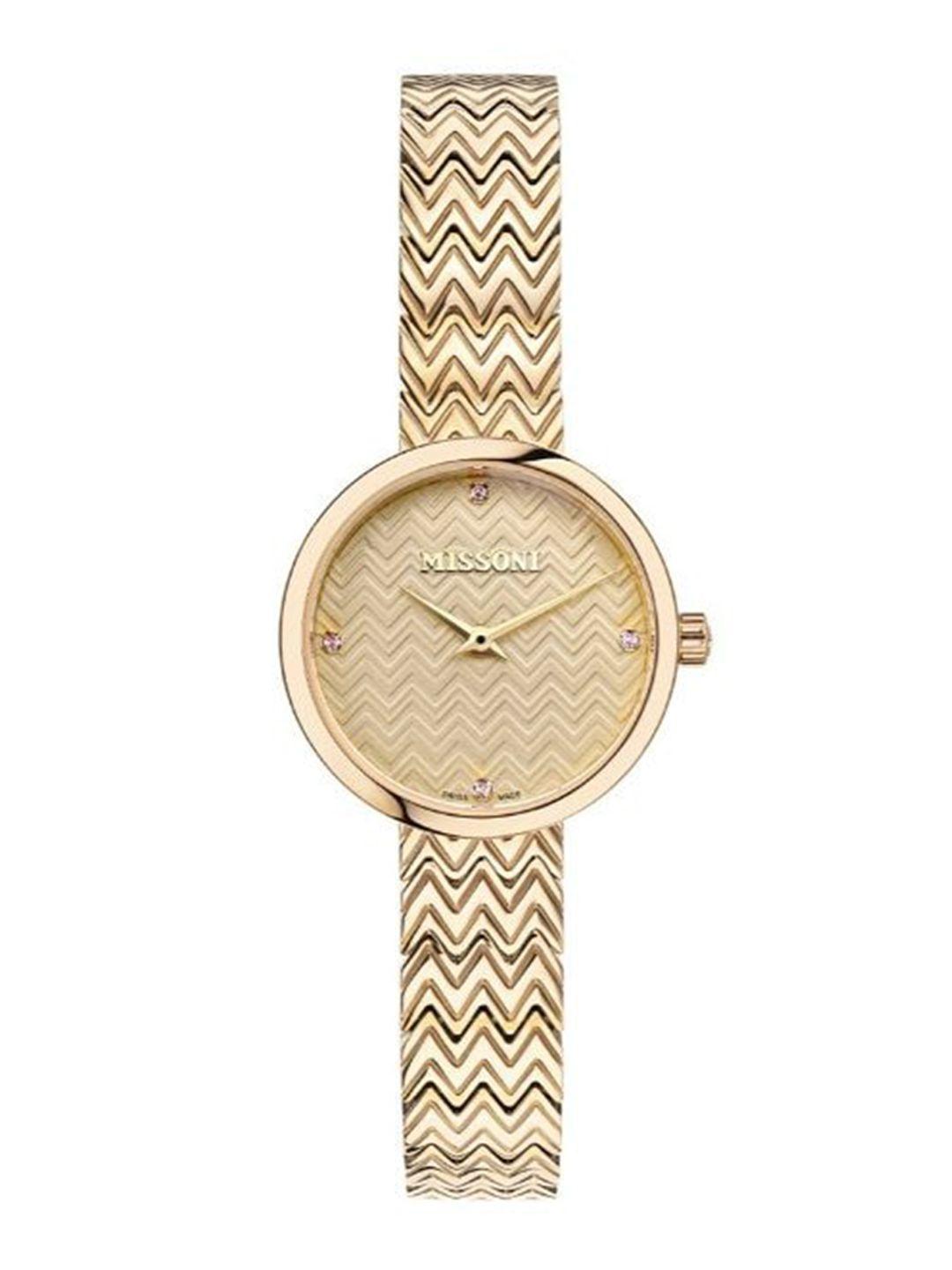 missoni women textured dial & bracelet style straps analogue watch mwy100920