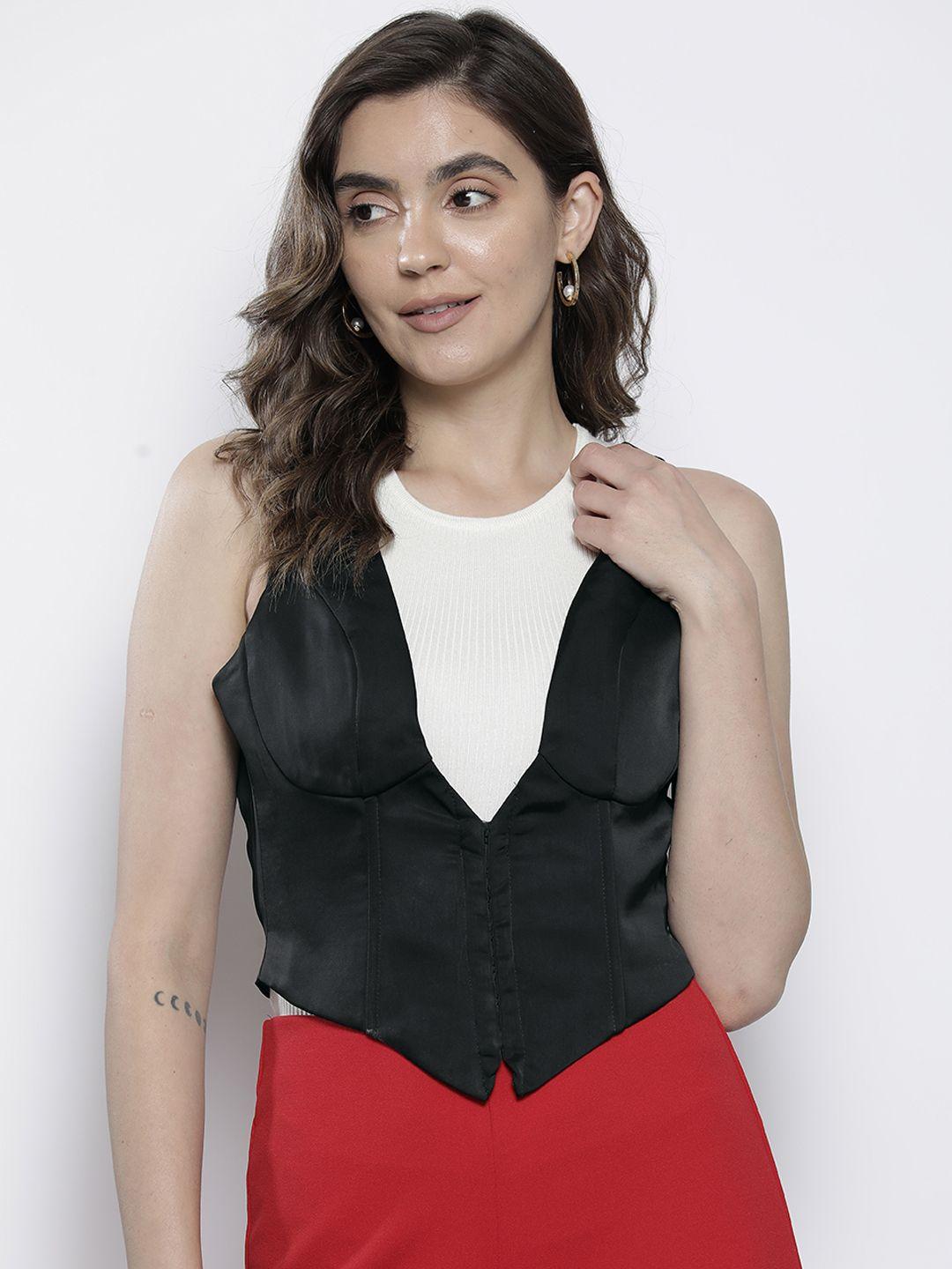 misspap satin-finish crop boned waistcoat