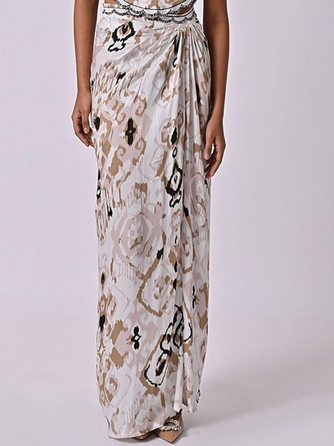 missy geometric printed straight maxi length modal skirt