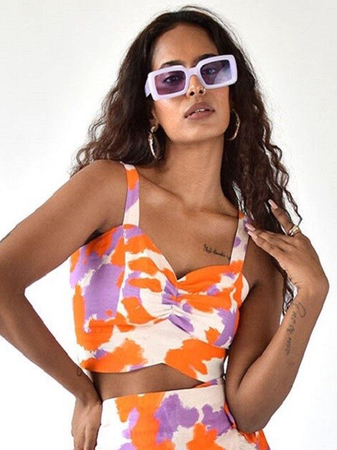 missy orange print cotton tank top