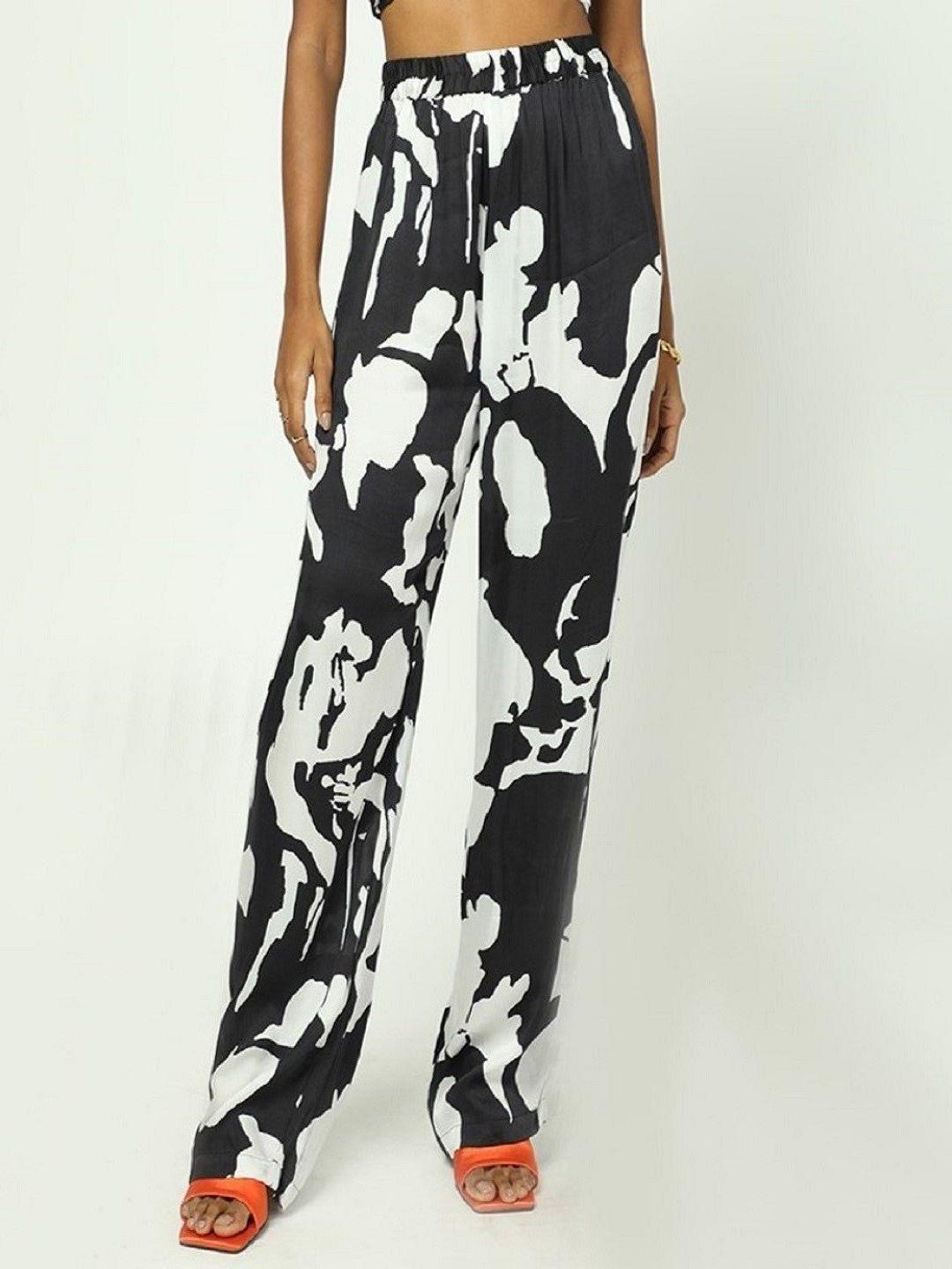 missy women abstract printed high-rise parallel trouser