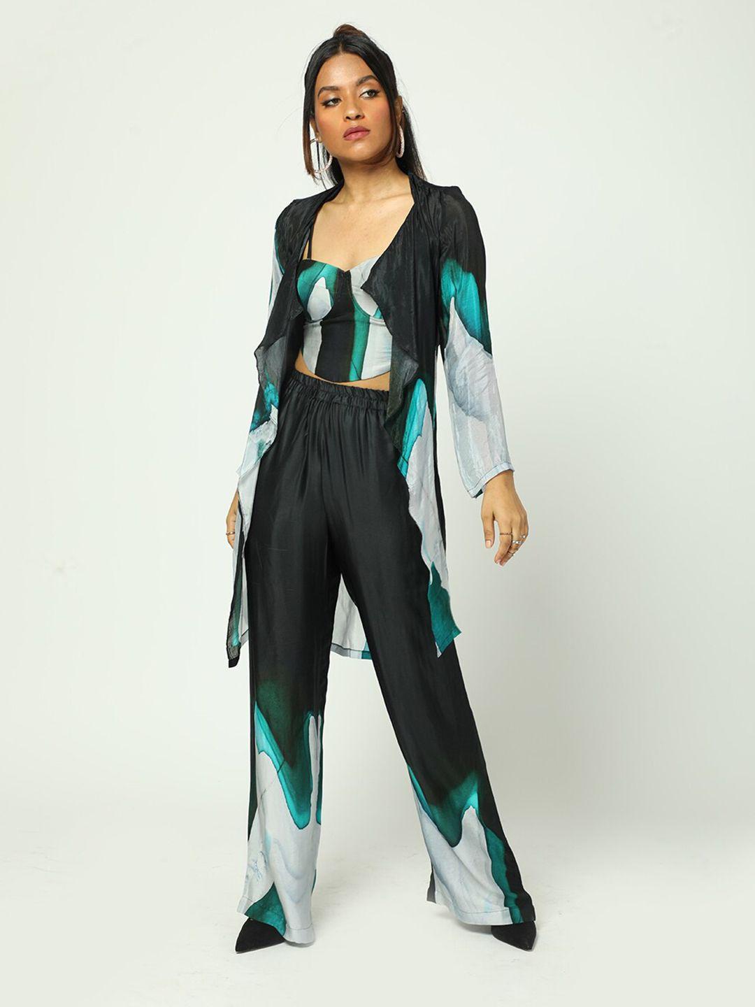 missy women abstract printed longline open front shrug