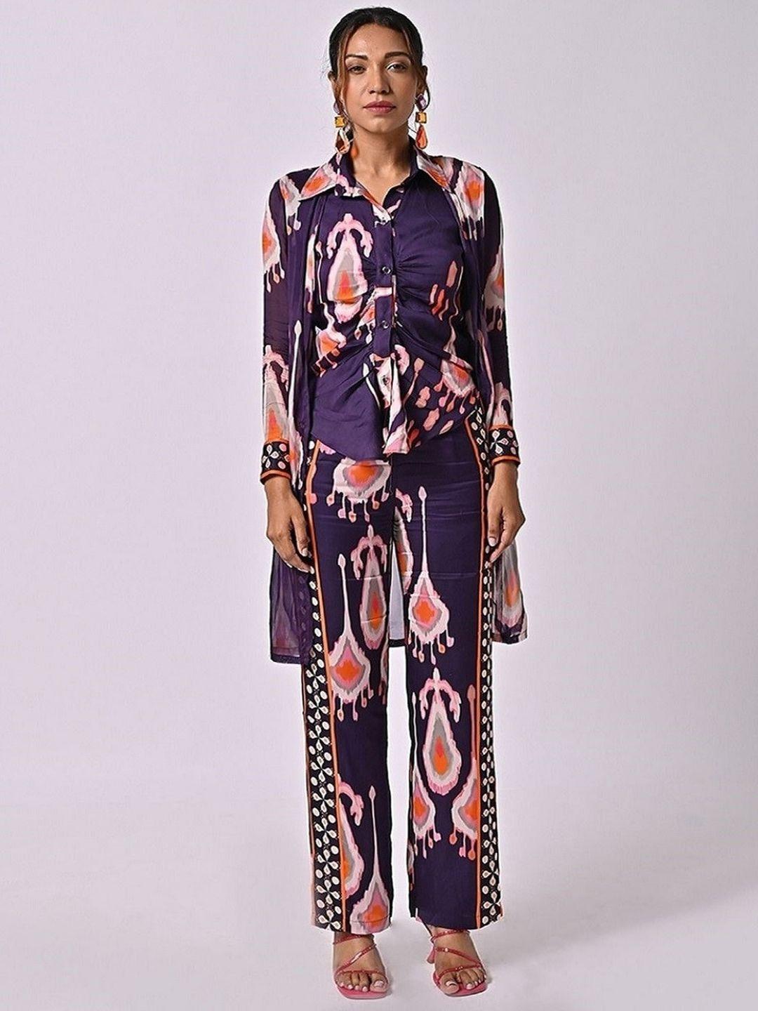 missy women floral printed comfort high-rise modal parallel trousers