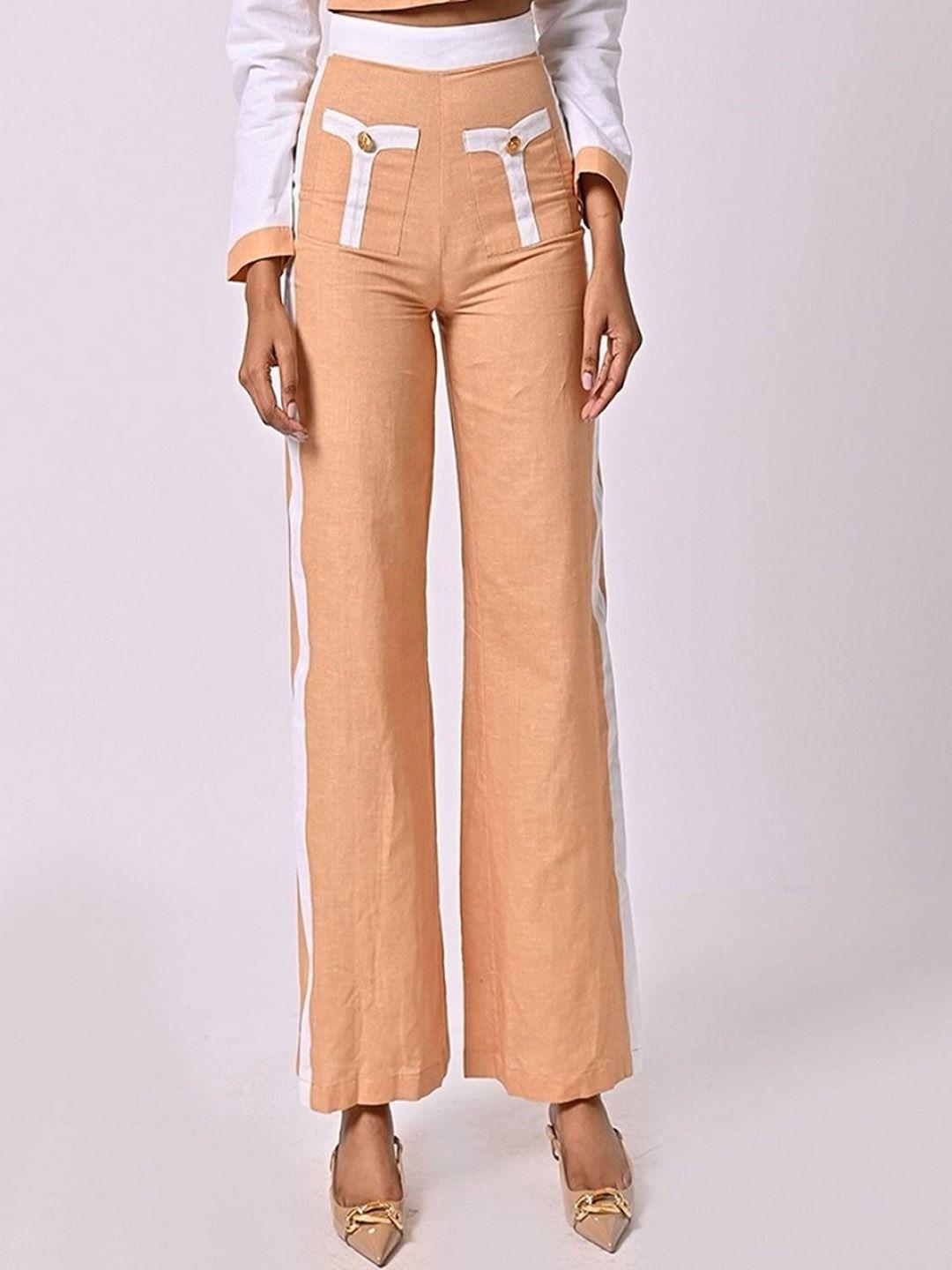 missy women relaxed straight leg straight fit high-rise parallel trousers
