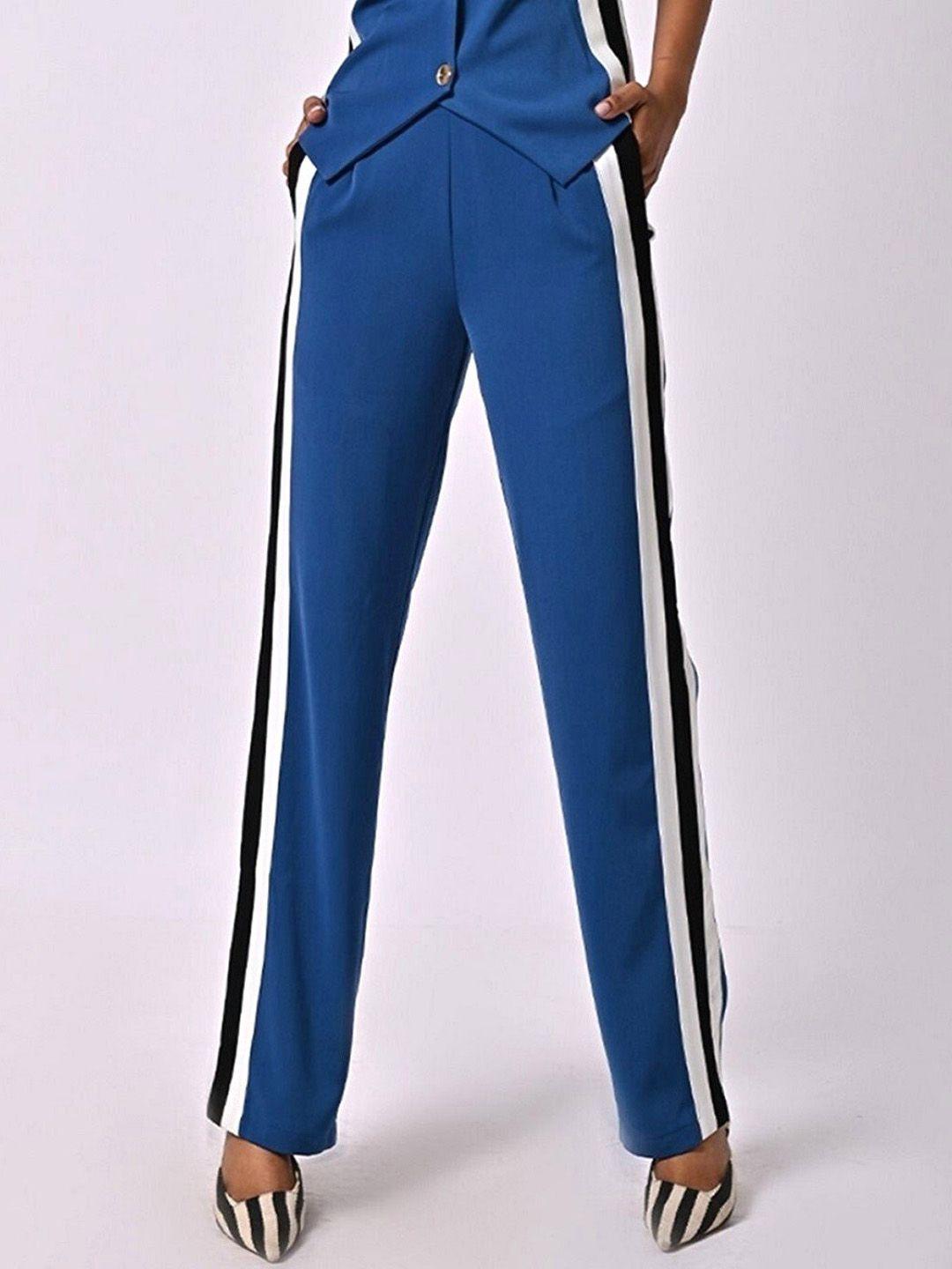 missy women striped comfort high-rise parallel trousers