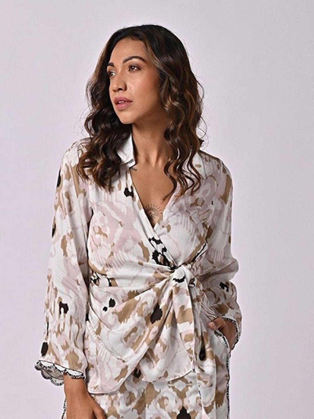 missy women white comfort floral opaque printed casual shirt