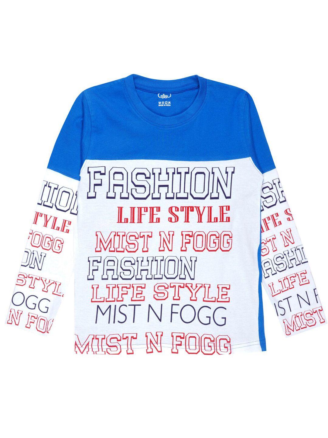 mist n fogg boys blue typography printed t-shirt