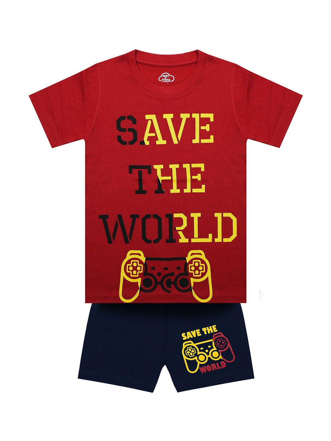 mist n fogg boys casual printed t-shirt and shorts