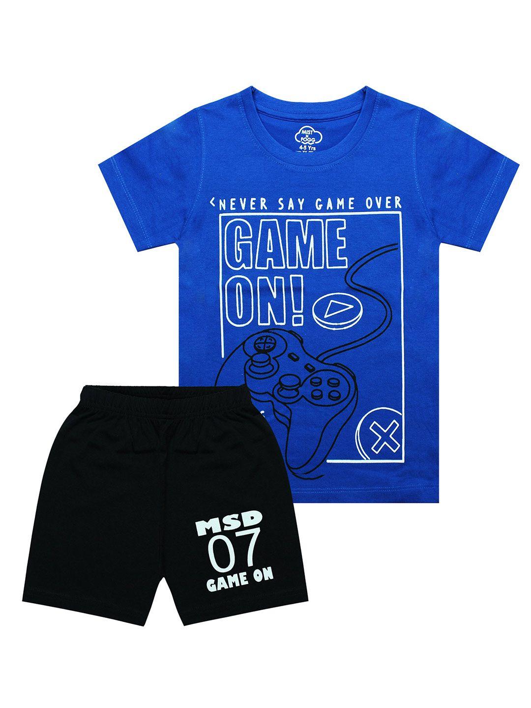 mist n fogg boys graphic printed t-shirt with shorts