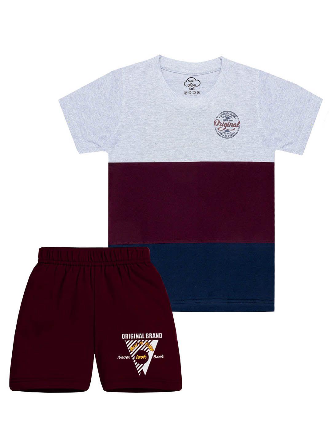 mist n fogg kids colourblocked t-shirt with shorts