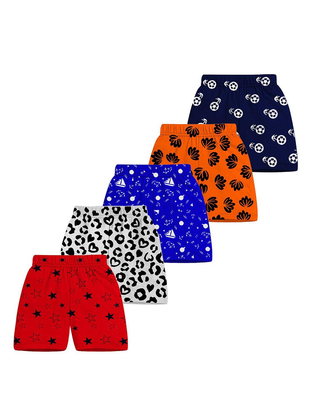 mist n fogg kids pack of 5 printed cotton shorts