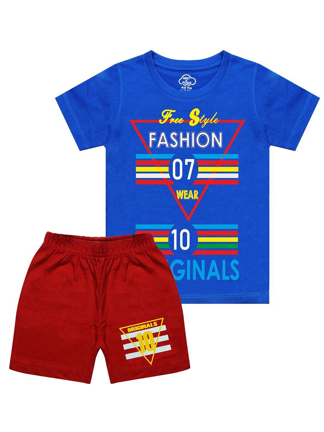 mist n fogg kids typography printed t-shirt with shorts