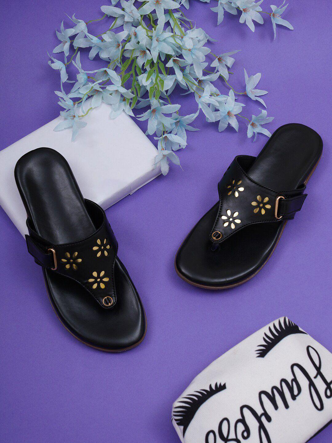 misto women black embellished open toe flats