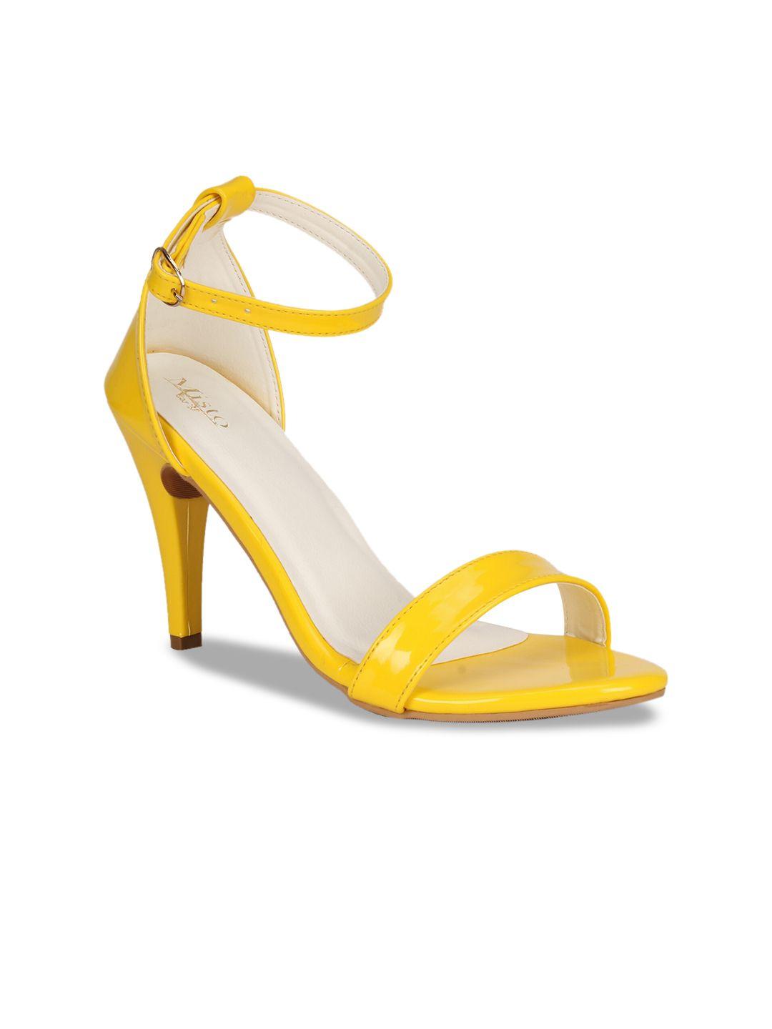 misto women yellow solid stilettos