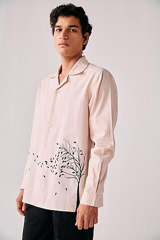 misty pink cotton applique shirt