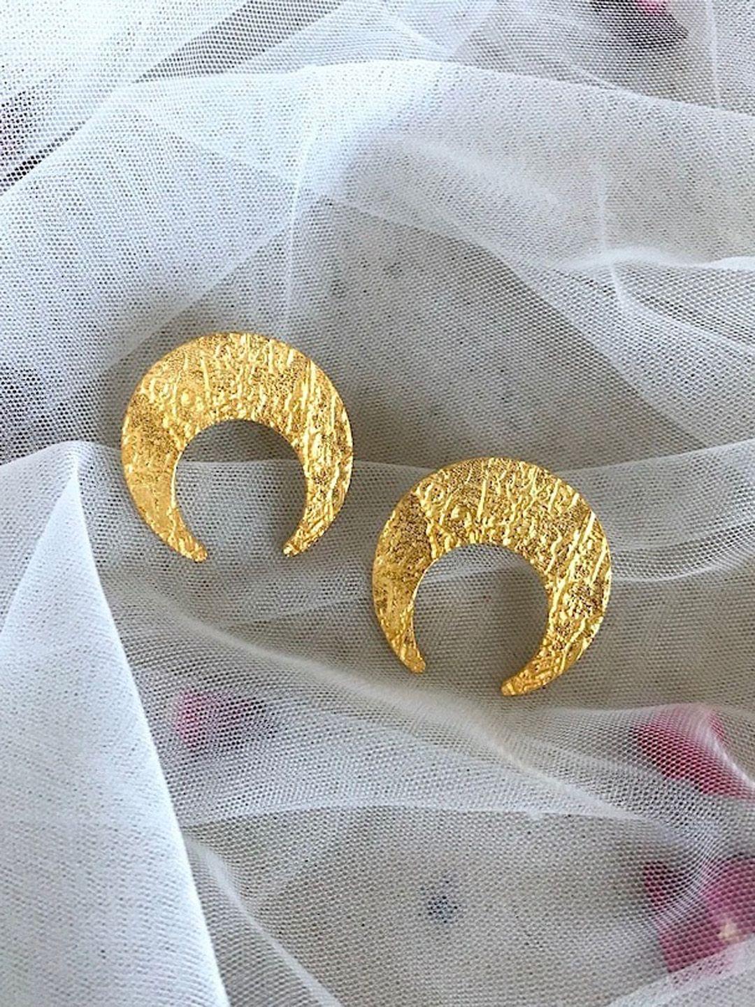 mitali jain gold-toned crescent shaped studs earrings