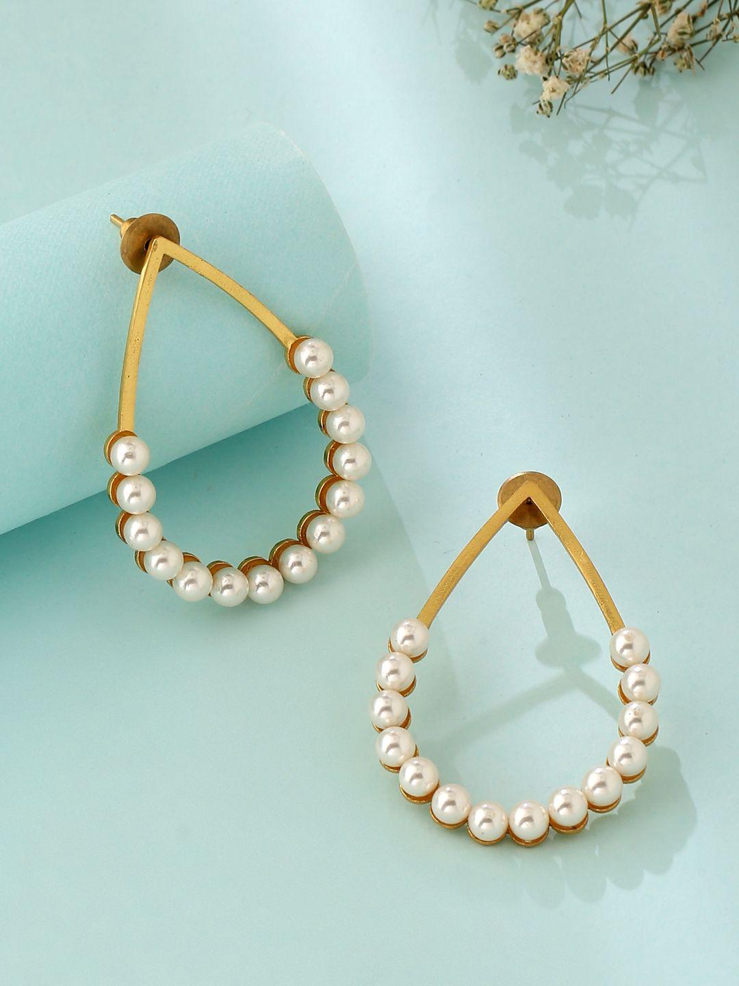 mitali jain gold-toned teardrop shaped hoop earrings