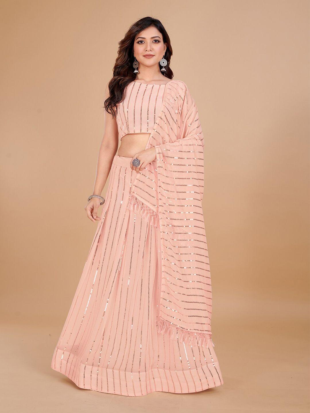 mitera embellished sequinned semi-stitched lehenga & unstitched blouse with dupatta
