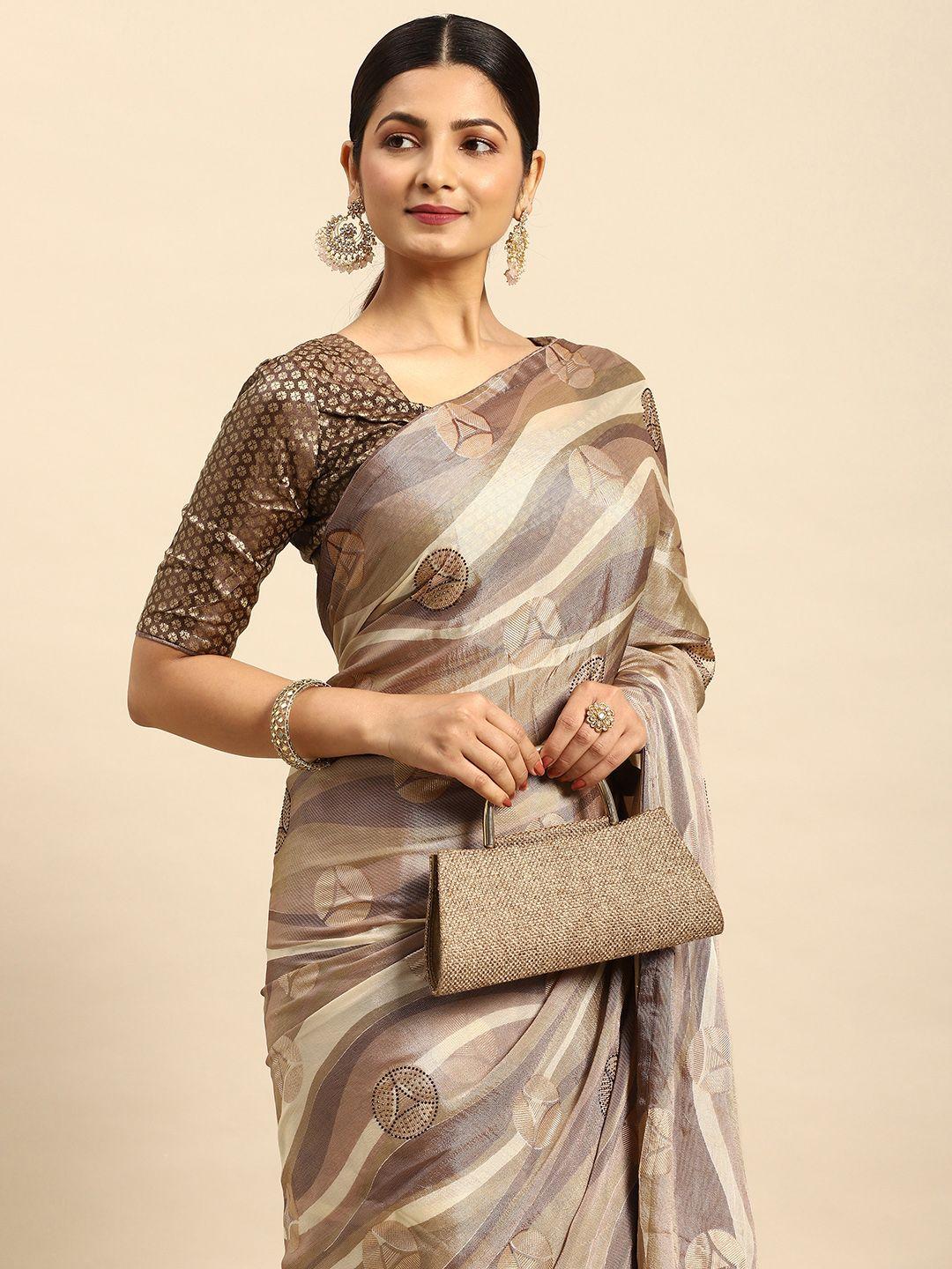 mitera embellished stones-studded pure chiffon saree