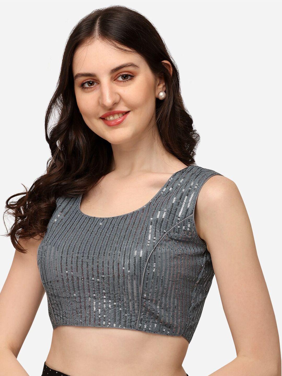 mitera embroidered round neck saree blouse