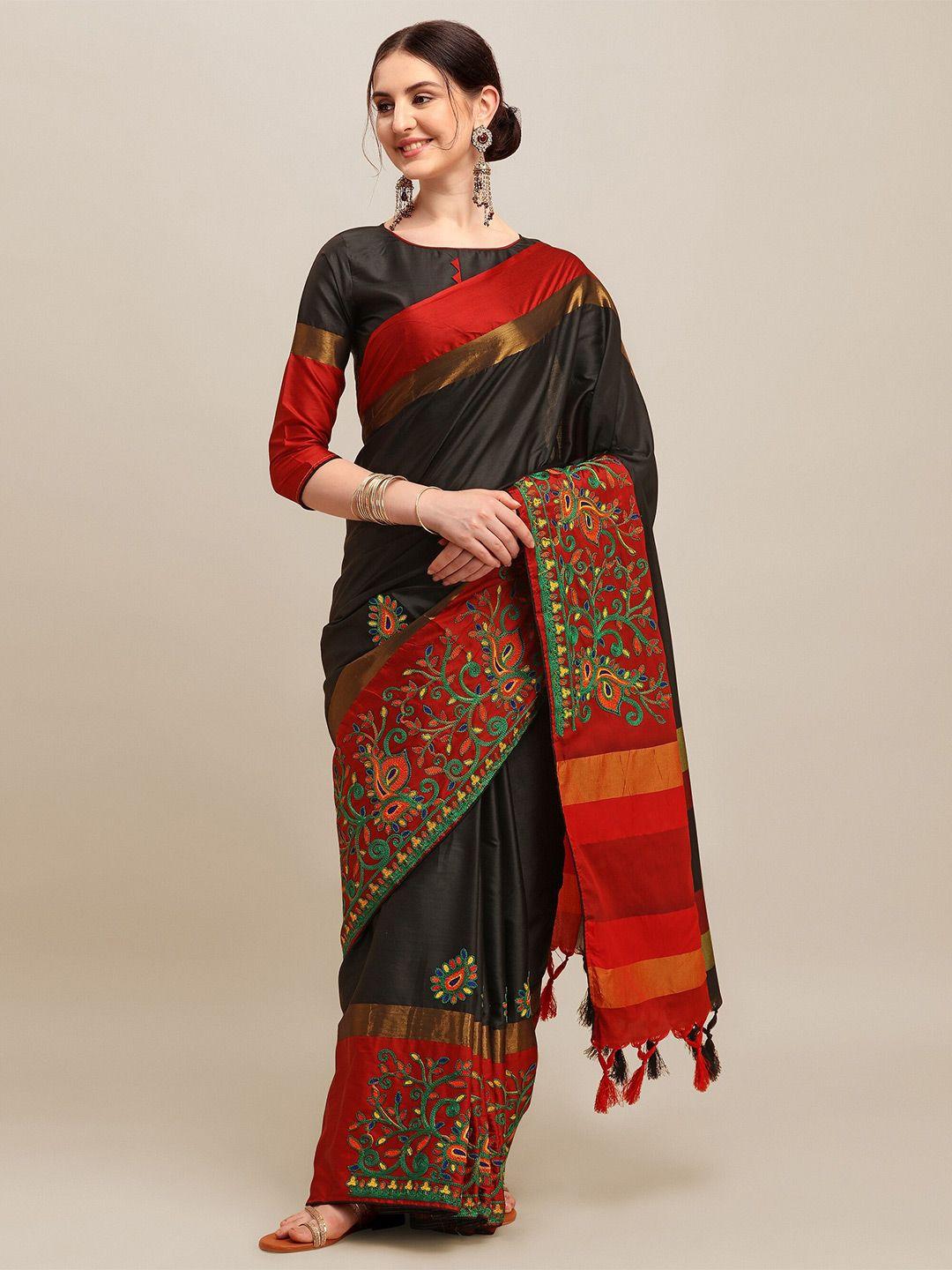 mitera ethnic motifs embroidered silk cotton saree