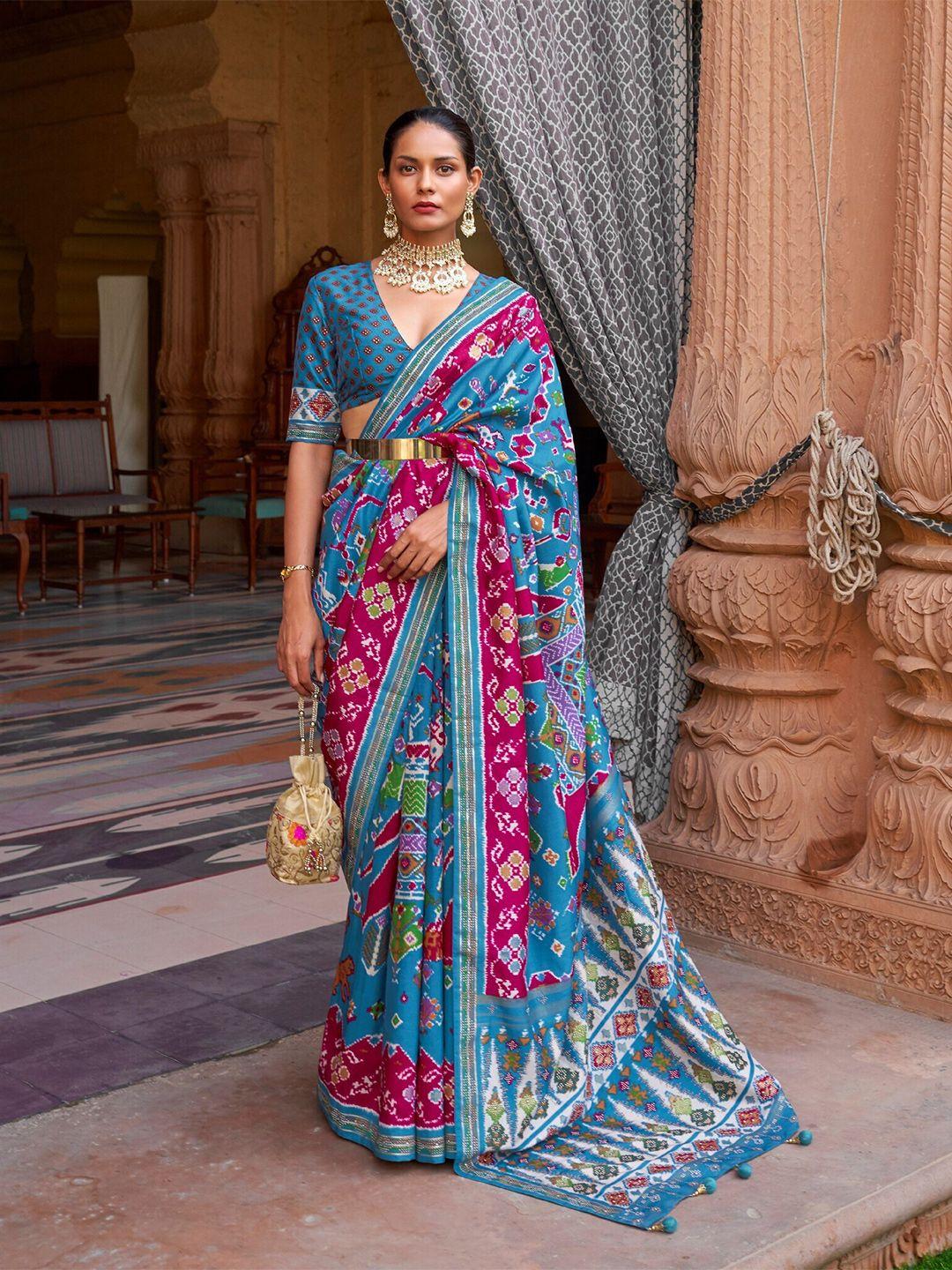 mitera ethnic motifs printed pure silk patola saree