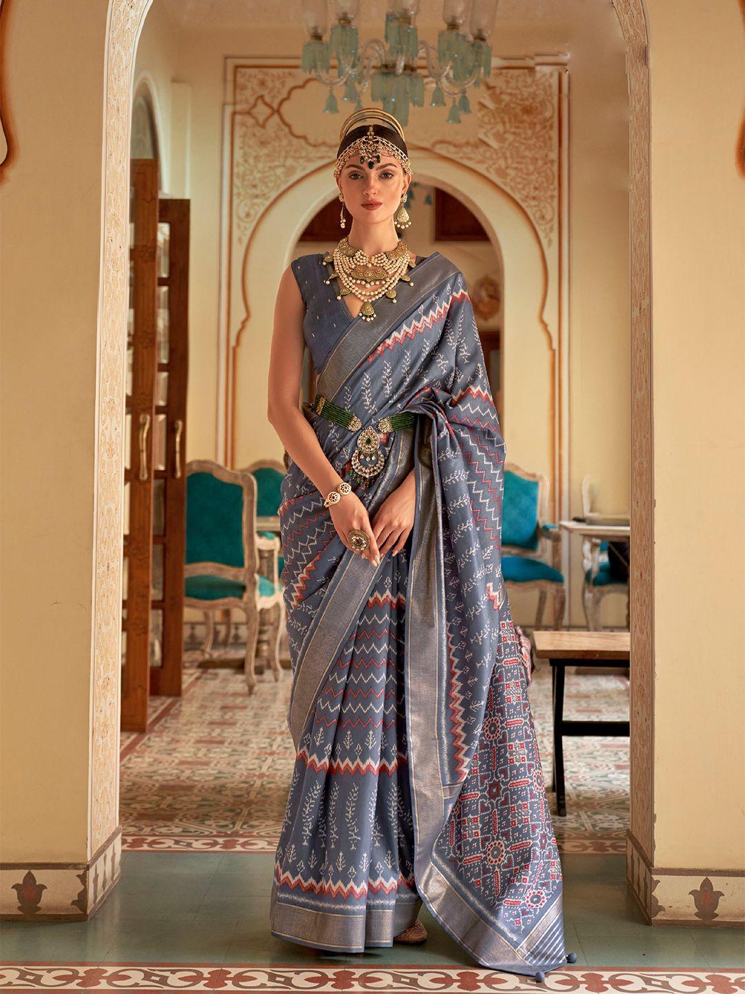 mitera ethnic motifs printed zari pure silk saree
