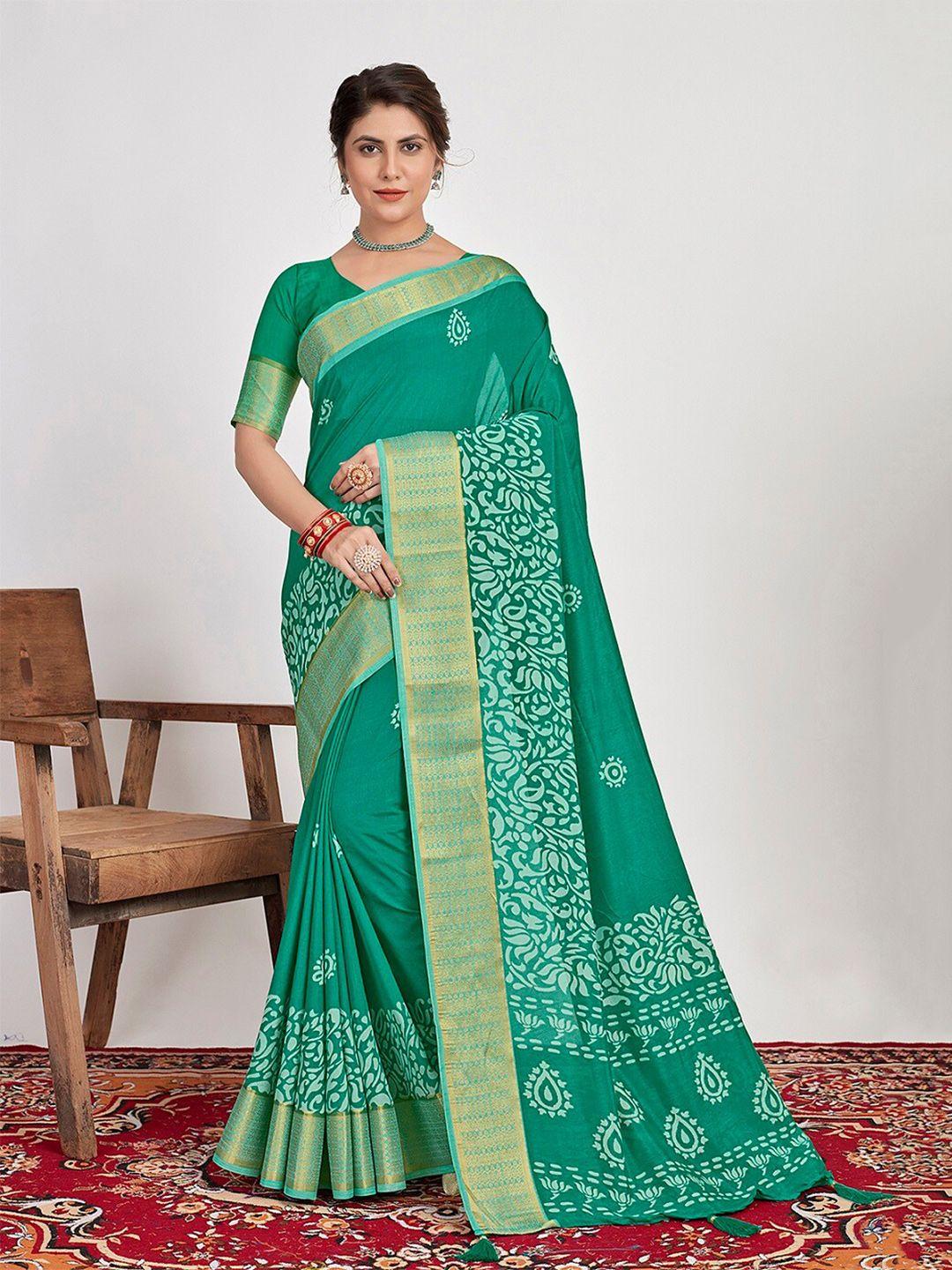 mitera ethnic motifs printed zari silk cotton ikat saree