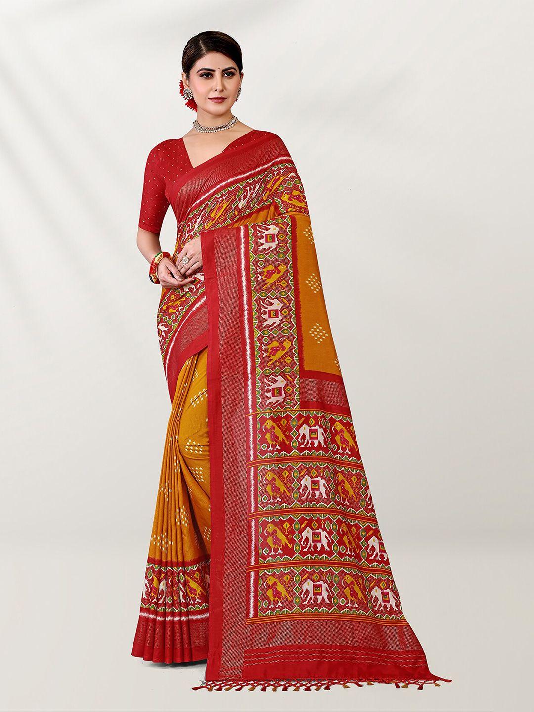 mitera ethnic motifs silk cotton patola saree