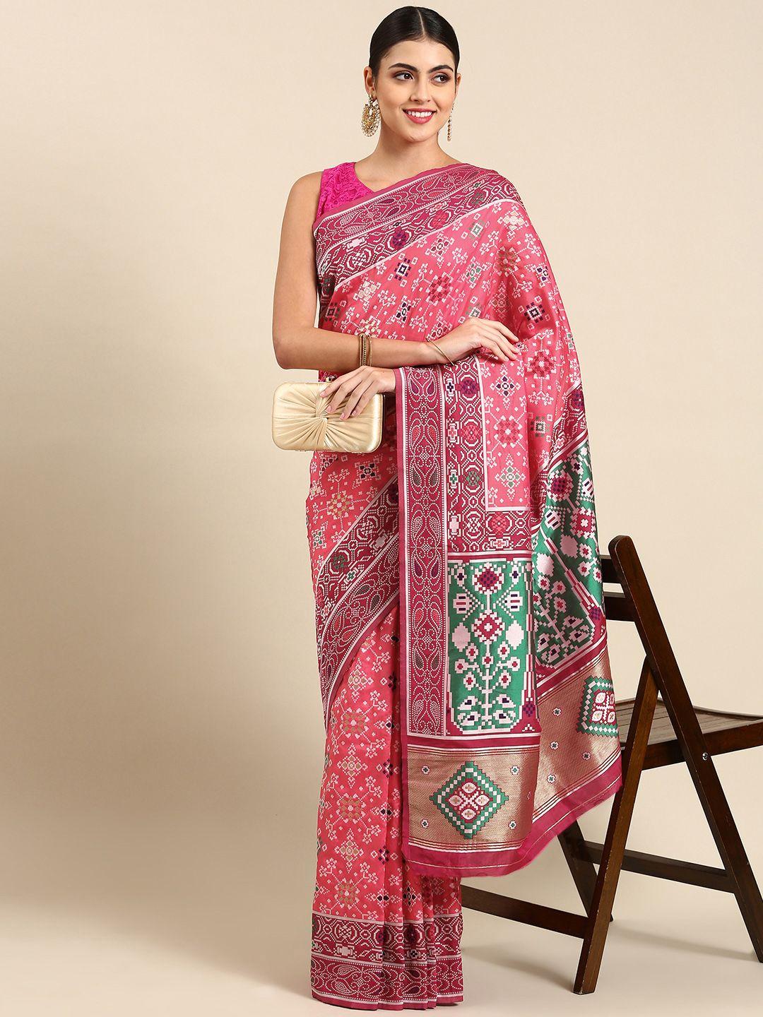 mitera ethnic motifs zari silk blend patola saree