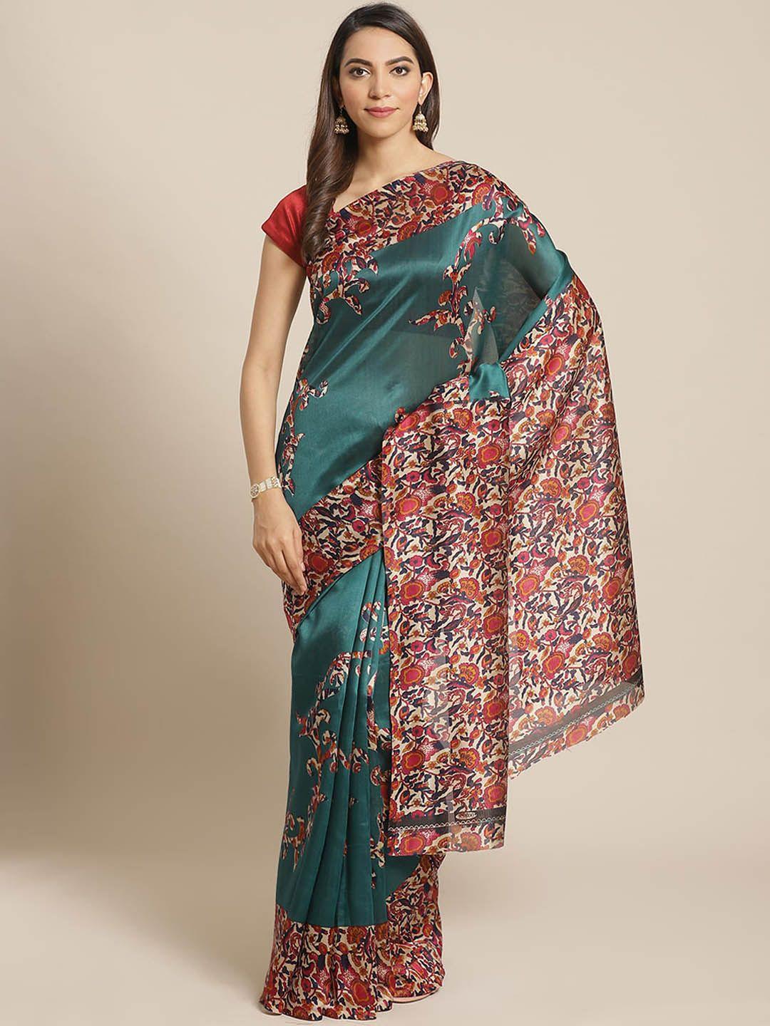 mitera floral printed art silk banarasi saree