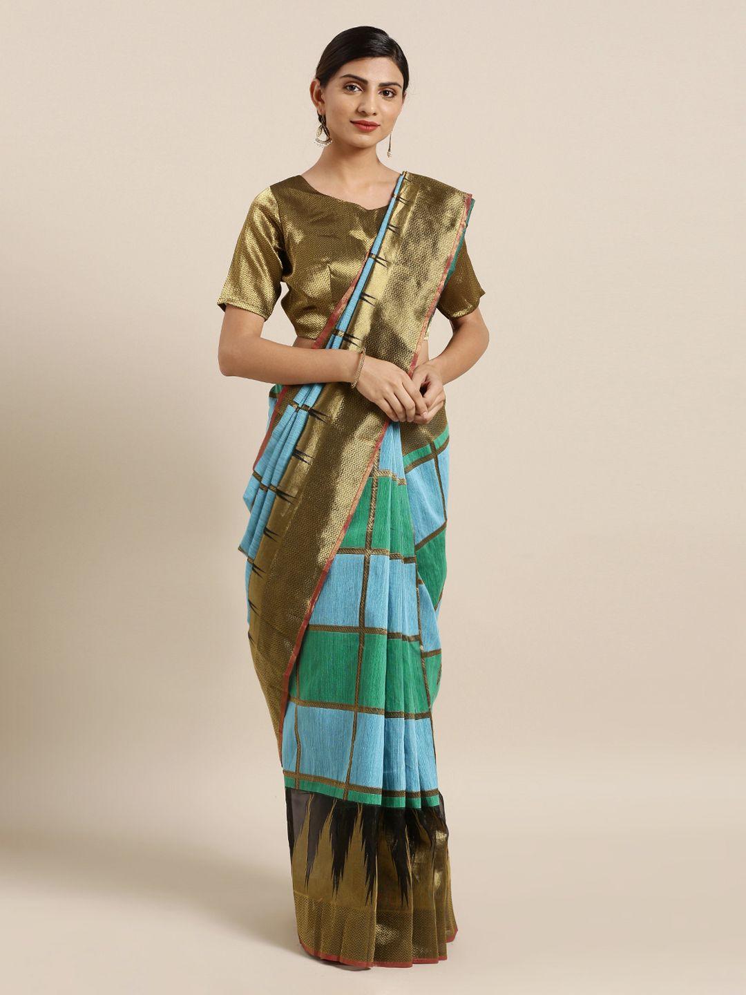 mitera multicoloured silk cotton checked kanjeevaram saree