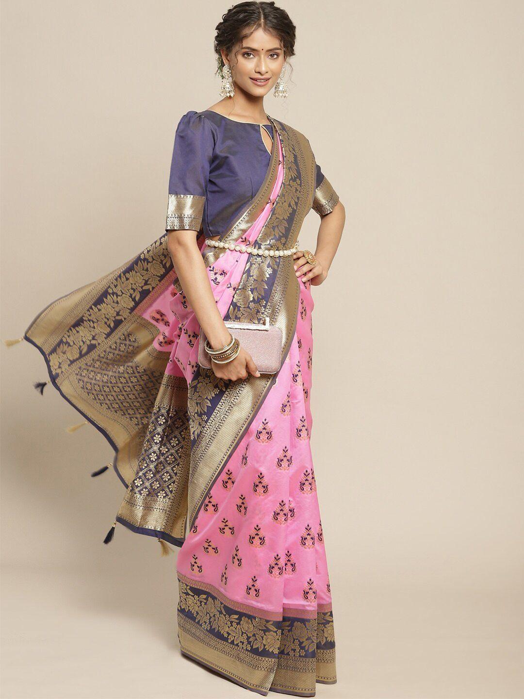 mitera pink & grey zari silk blend sambalpuri saree