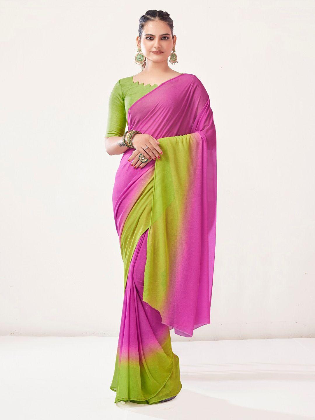 mitera pink ombre pure georgette ready to wear saree