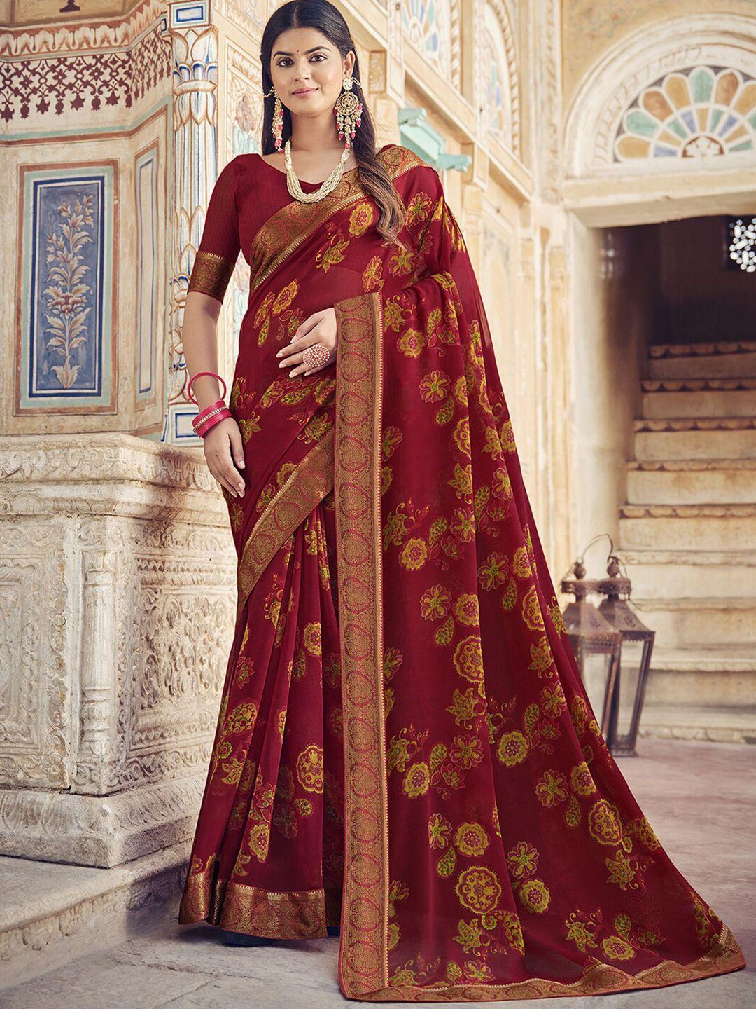 mitera  ethnic motifs zari poly georgette saree