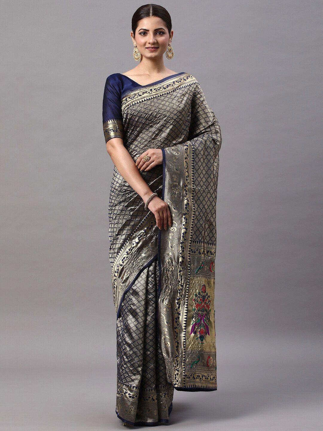 mitera  woven design zari silk blend kanjeevaram saree